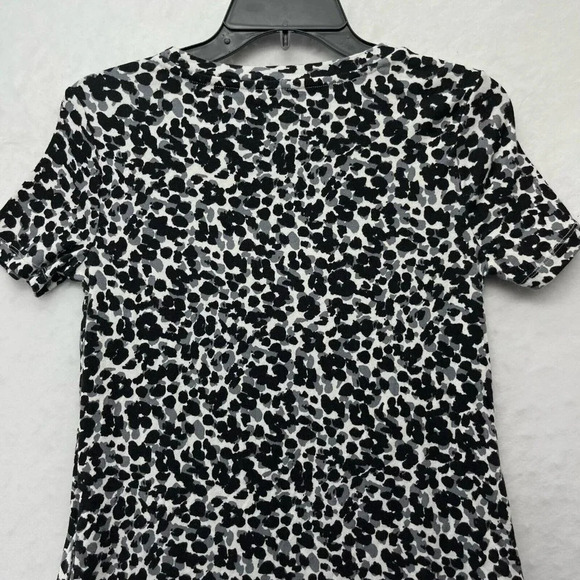 Ellen Tracy Shirt Dress Women's XS White Black Cheetah Print Round Neck Pullover - Picture 10 of 11